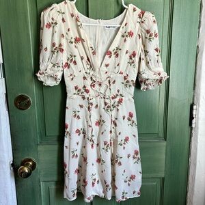 Reformation Floral White Dress
